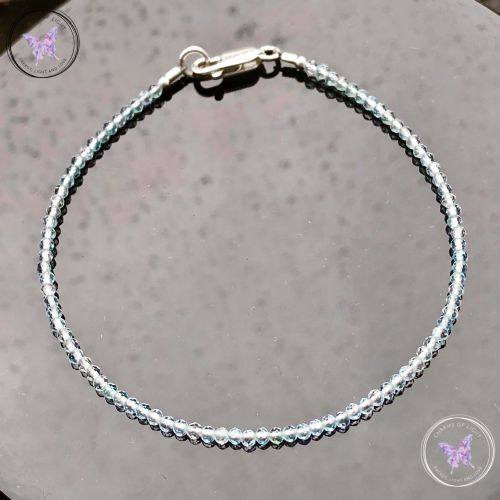 Sky Blue Topaz Micro Faceted Beaded Bracelet Silver